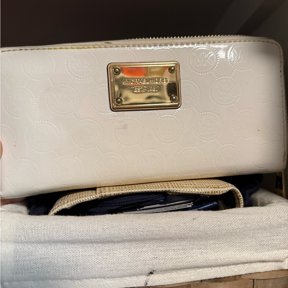 Michael Kors Cream Wallet with Gold Accents